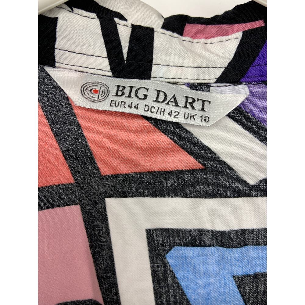 Big Dart MOD Button Front Shirt Multicolor Abstract Print Colorful Size 44 US L - Picture 3 of 5